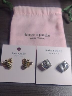 kate spade Kids Gold Bee & Clear Crystal Stud Earring Duo